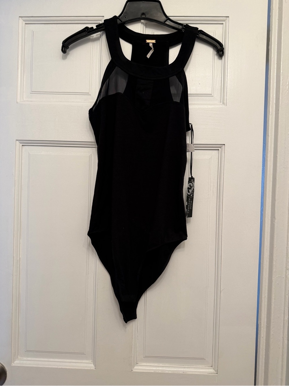 Woman’s Black Mesh-Detail One-Piece